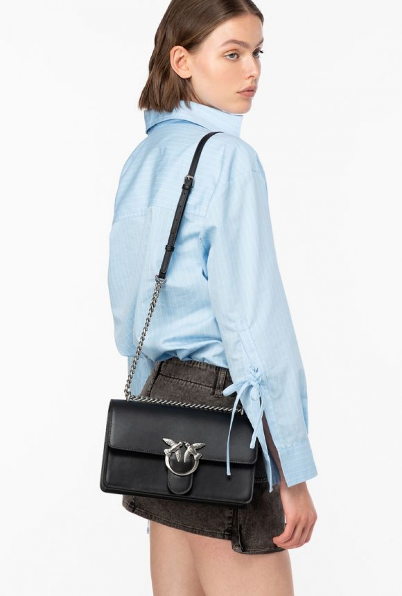 Pinko Classic Love Bag One Simply Černé Stříbrné | SN-PKO32525