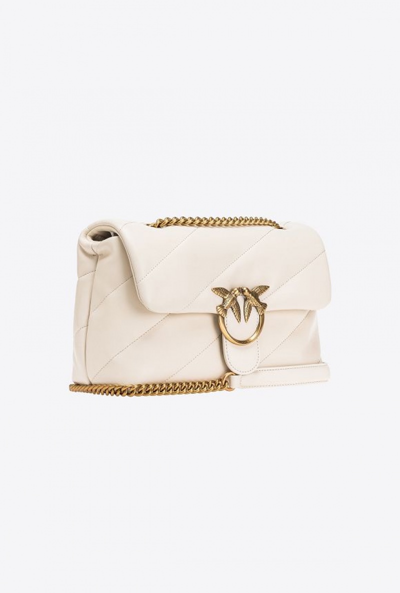 Pinko Classic Love Bag Puff Maxi Quilt Bílé Bílé Zlaté | SN-PKO32620