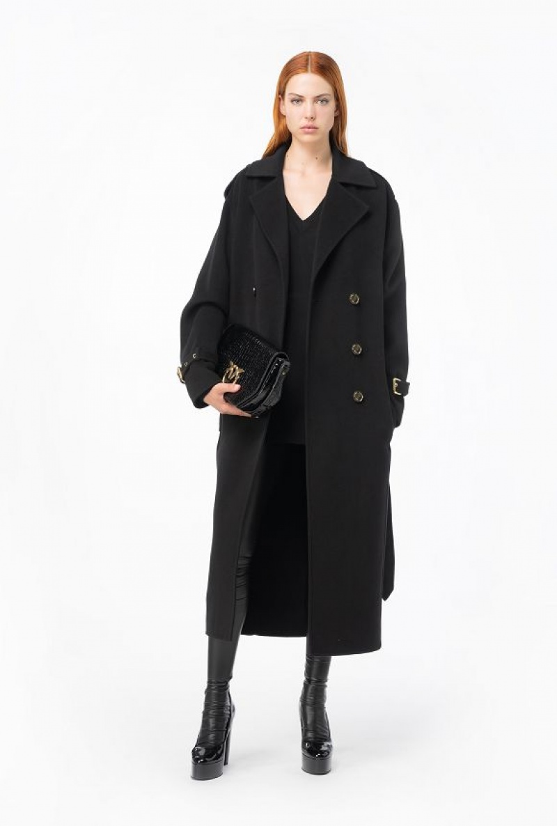 Pinko Cloth Trench Coat Černé | SN-PKO33647