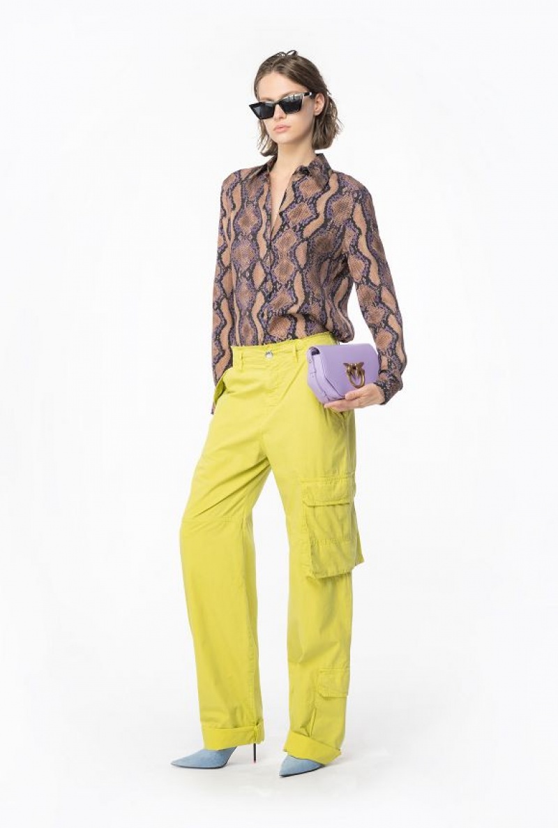 Pinko Coloured Bavlněné Cargo Trousers Žluté | SN-PKO33749