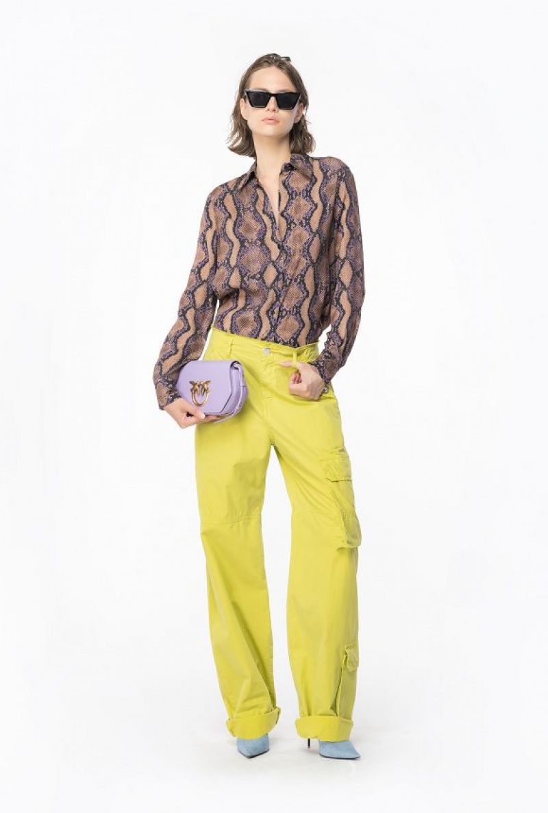 Pinko Coloured Bavlněné Cargo Trousers Žluté | SN-PKO33749