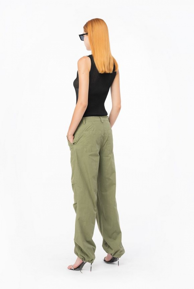 Pinko Coloured Bavlněné Utility Trousers Olivy Zelené Zelene | SN-PKO33708