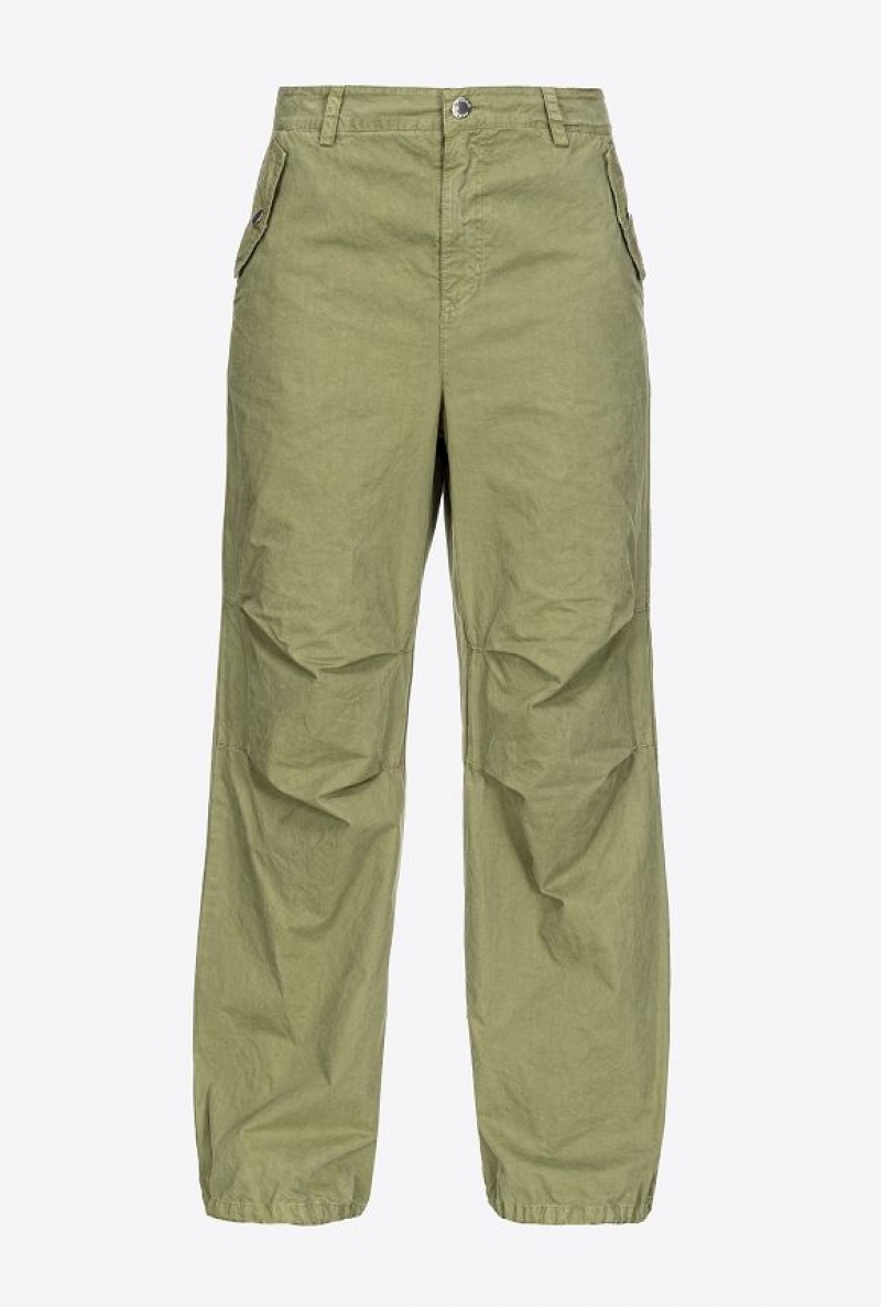Pinko Coloured Bavlněné Utility Trousers Olivy Zelené Zelene | SN-PKO33708