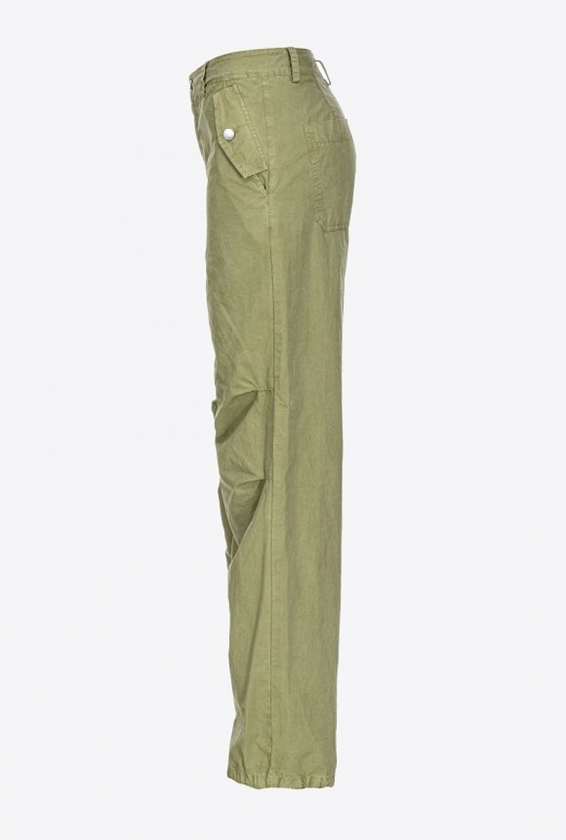 Pinko Coloured Bavlněné Utility Trousers Olivy Zelené Zelene | SN-PKO33708