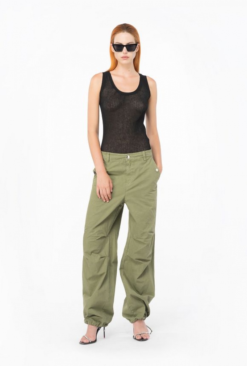 Pinko Coloured Bavlněné Utility Trousers Olivy Zelené Zelene | SN-PKO33708