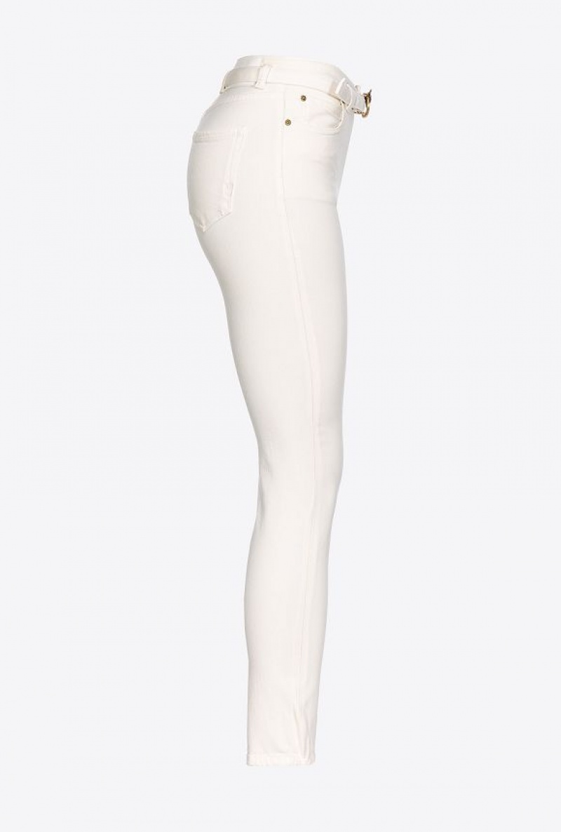 Pinko Coloured Stretch Bull Denim Hubená Jeans Světle Žluté Krém Bílé | SN-PKO34019