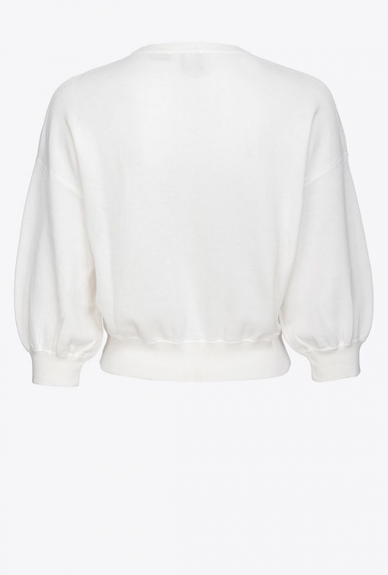 Pinko Cropped Love Birds Sweatshirt Bílé | SN-PKO33819