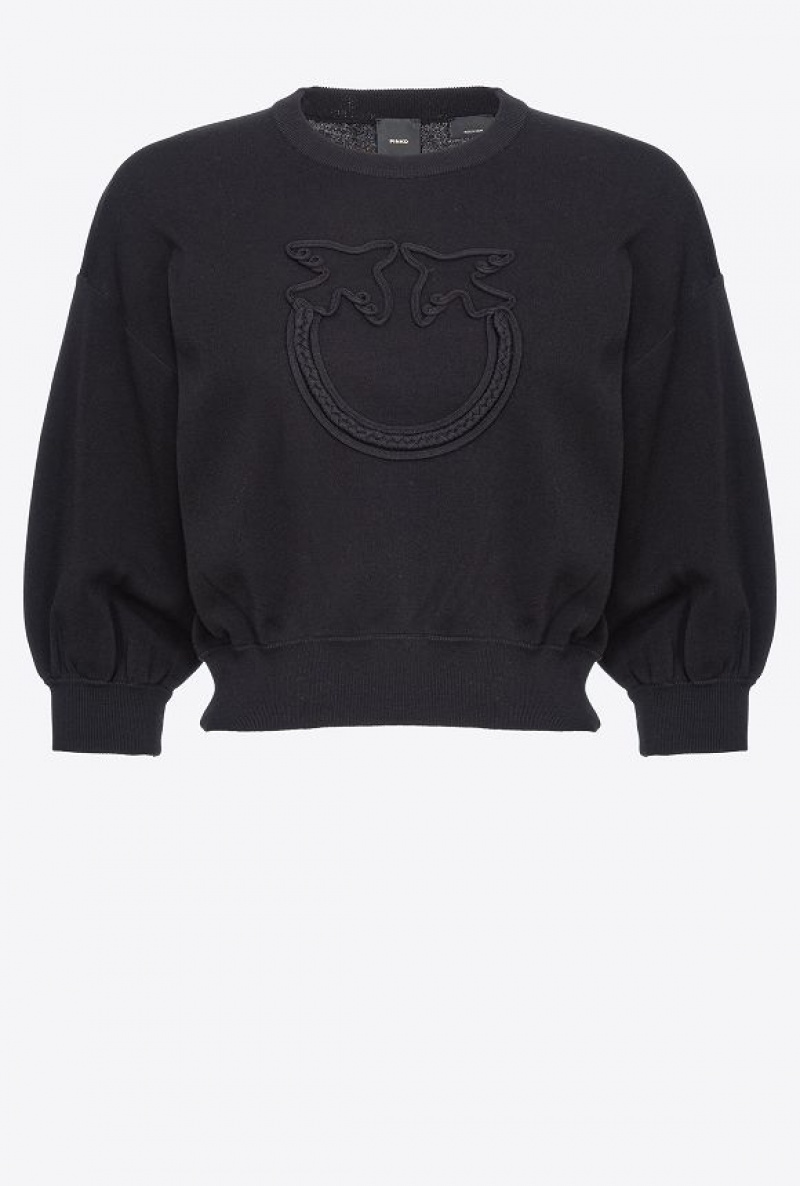 Pinko Cropped Love Birds Sweatshirt Černé | SN-PKO33821
