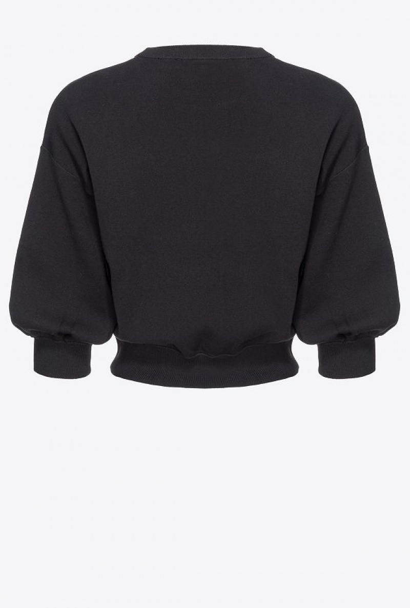 Pinko Cropped Love Birds Sweatshirt Černé | SN-PKO33821
