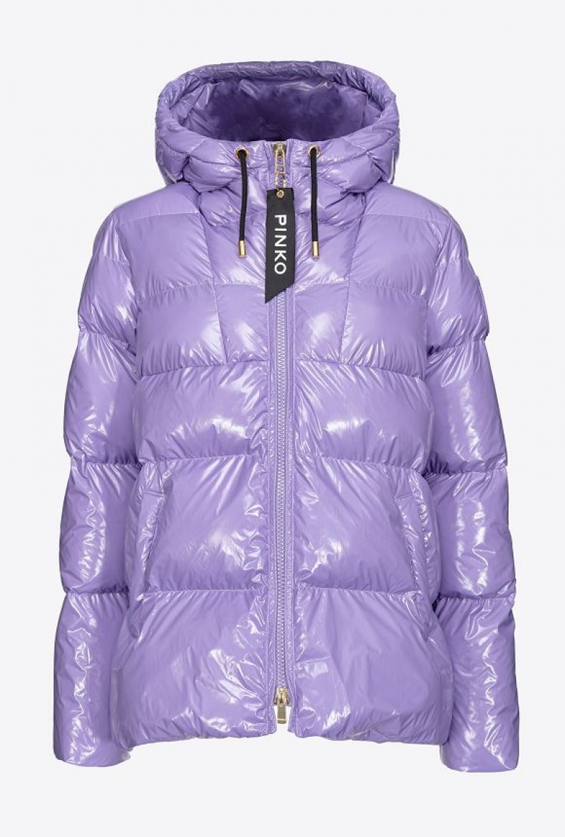 Pinko Crystal Nylon Pea Jacket Fialové | SN-PKO33642