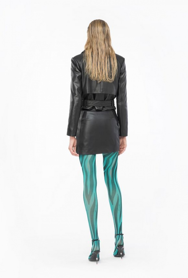 Pinko Cyklistické Jacket With Faux Sheepskin Collar Černé | SN-PKO33597