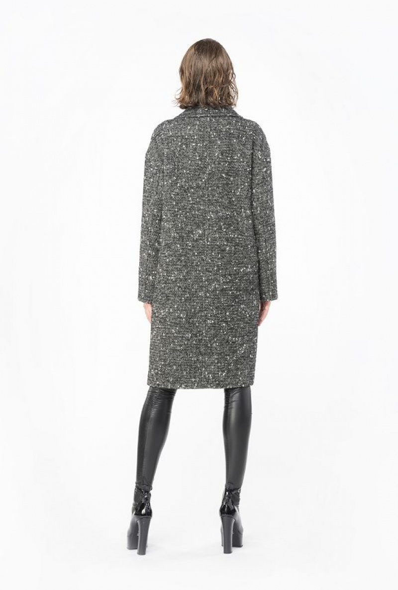 Pinko Double-breasted Tweed Coat Černé Bílé | SN-PKO33650