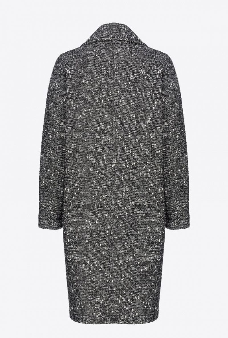 Pinko Double-breasted Tweed Coat Černé Bílé | SN-PKO33650