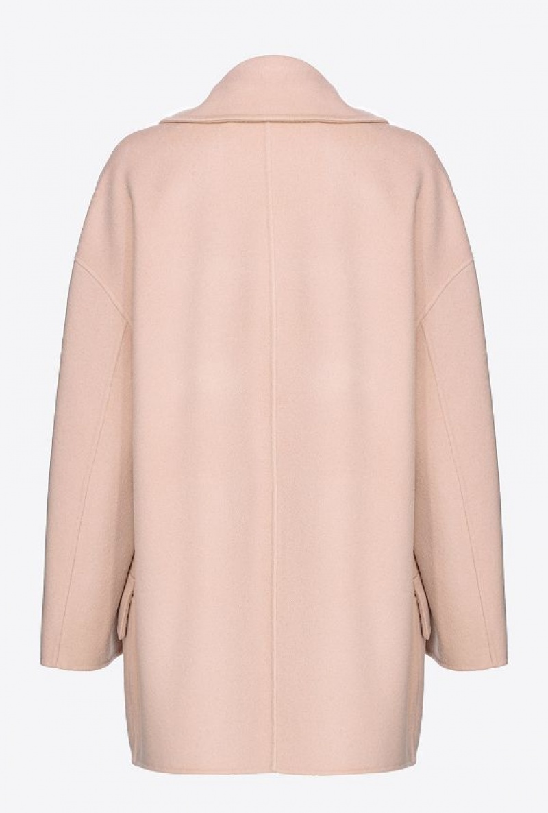 Pinko Double-layered Woollen Cloth Pea Coat Béžový | SN-PKO33621
