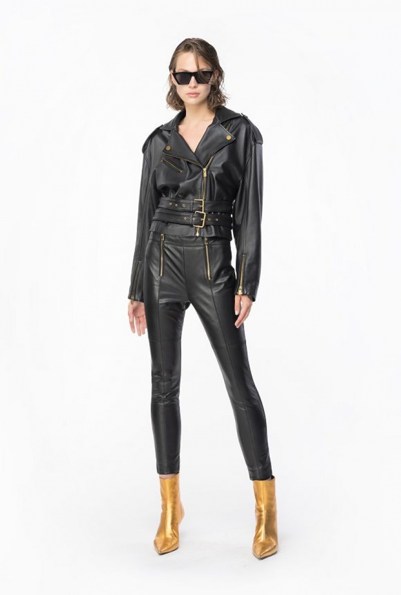 Pinko Dual-fabric Leggings Černé | SN-PKO33763