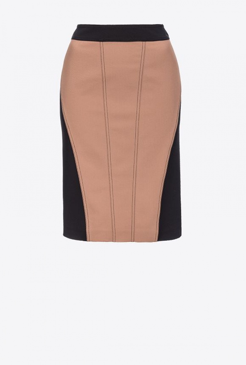 Pinko Dual-material Pencil Skirt Černé | SN-PKO34040