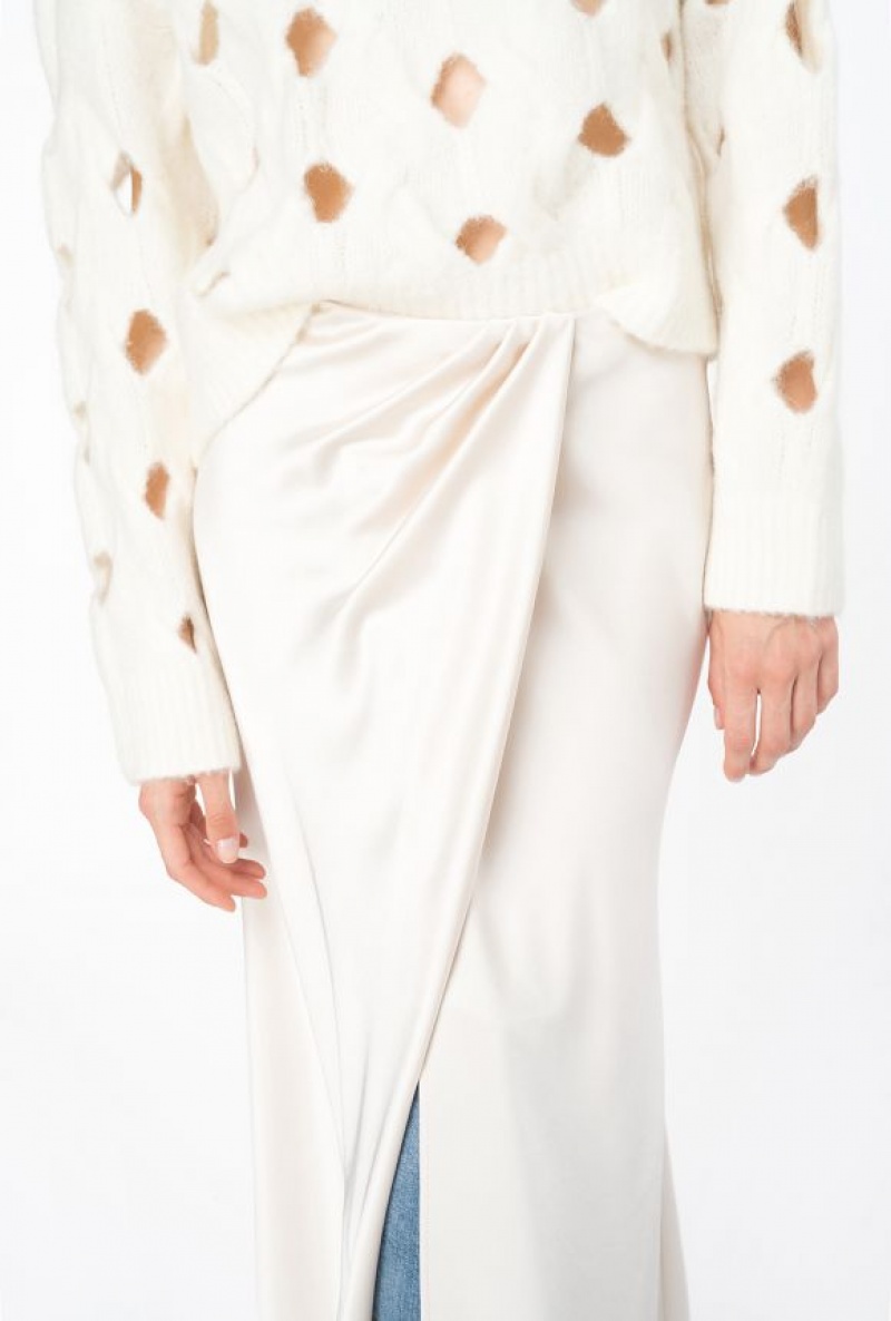 Pinko Elegantní Hammered Satin Skirt Bílé | SN-PKO34090