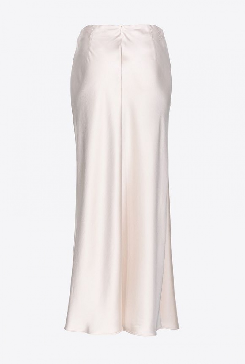Pinko Elegantní Hammered Satin Skirt Bílé | SN-PKO34090