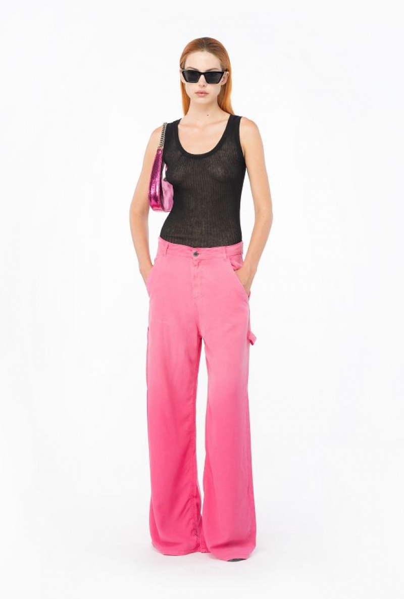 Pinko Faded Platene Workwear Trousers Růžové | SN-PKO33742