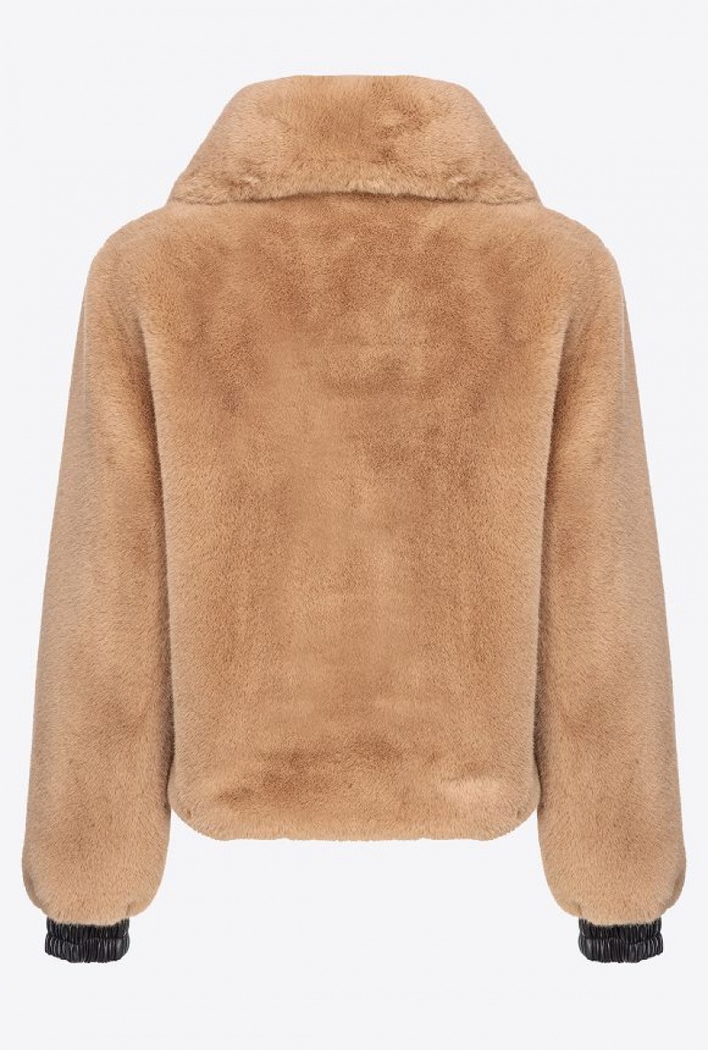 Pinko Faux Fur Bomber Jacket Šedé Hnědé Béžový | SN-PKO33676