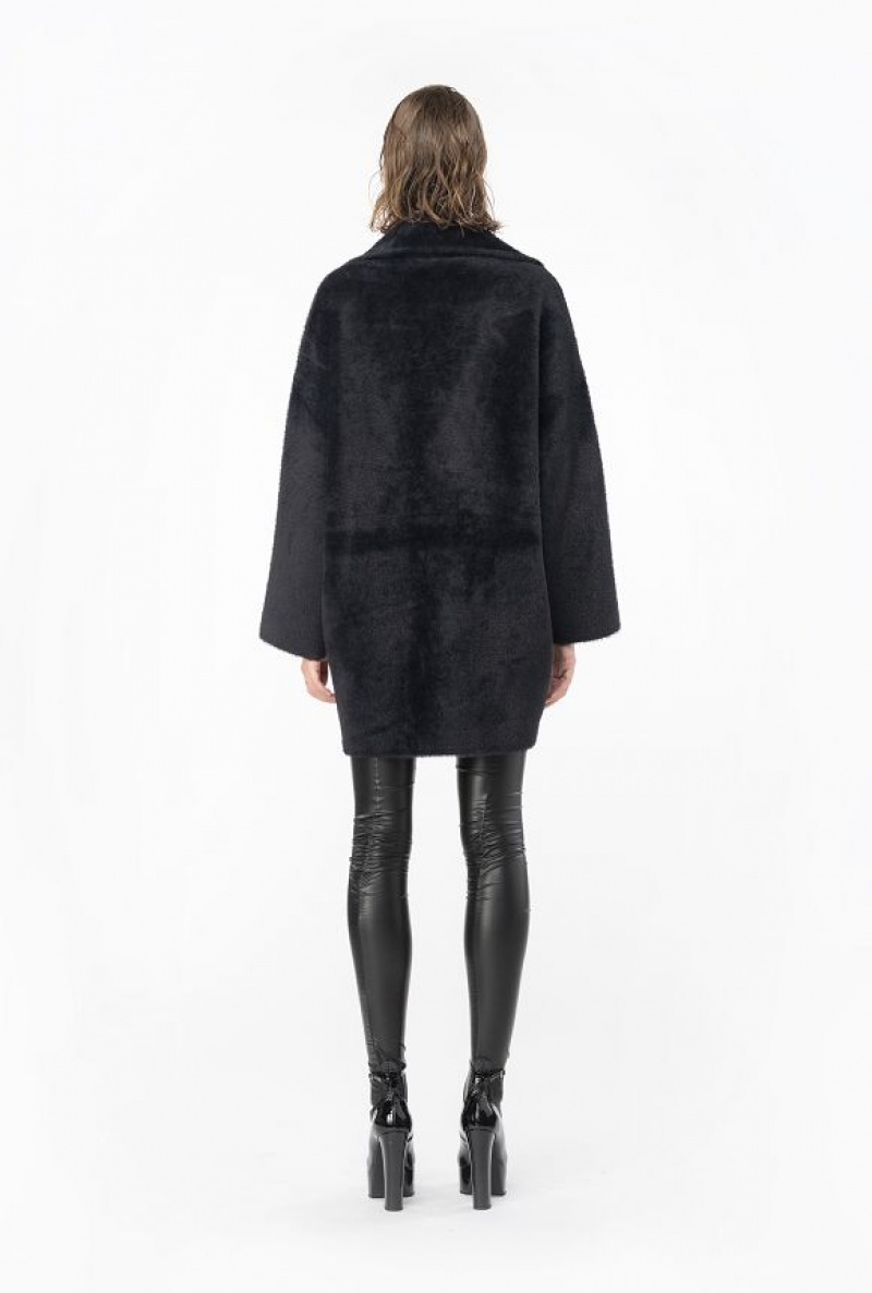 Pinko Faux Fur Cocoon Coat Černé | SN-PKO33663