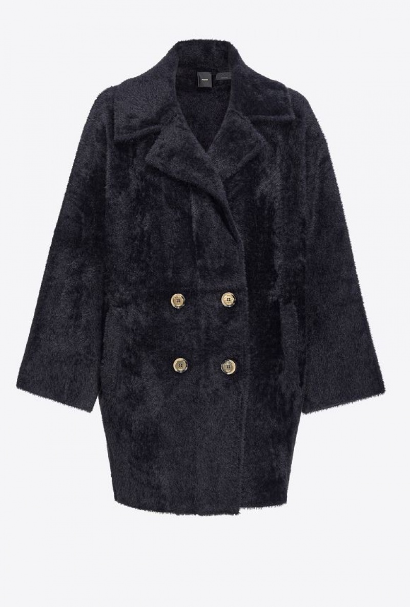 Pinko Faux Fur Cocoon Coat Černé | SN-PKO33663