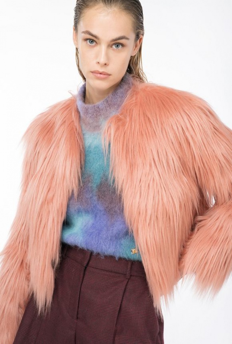 Pinko Faux Fur Jacket Růžové | SN-PKO33674