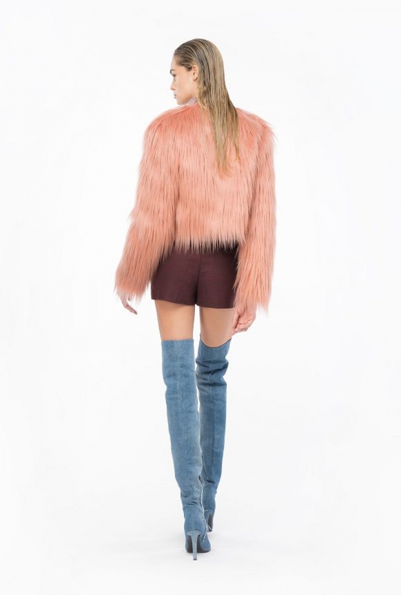 Pinko Faux Fur Jacket Růžové | SN-PKO33674
