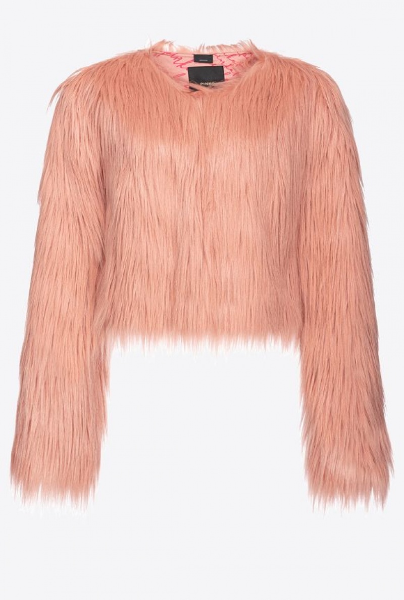 Pinko Faux Fur Jacket Růžové | SN-PKO33674