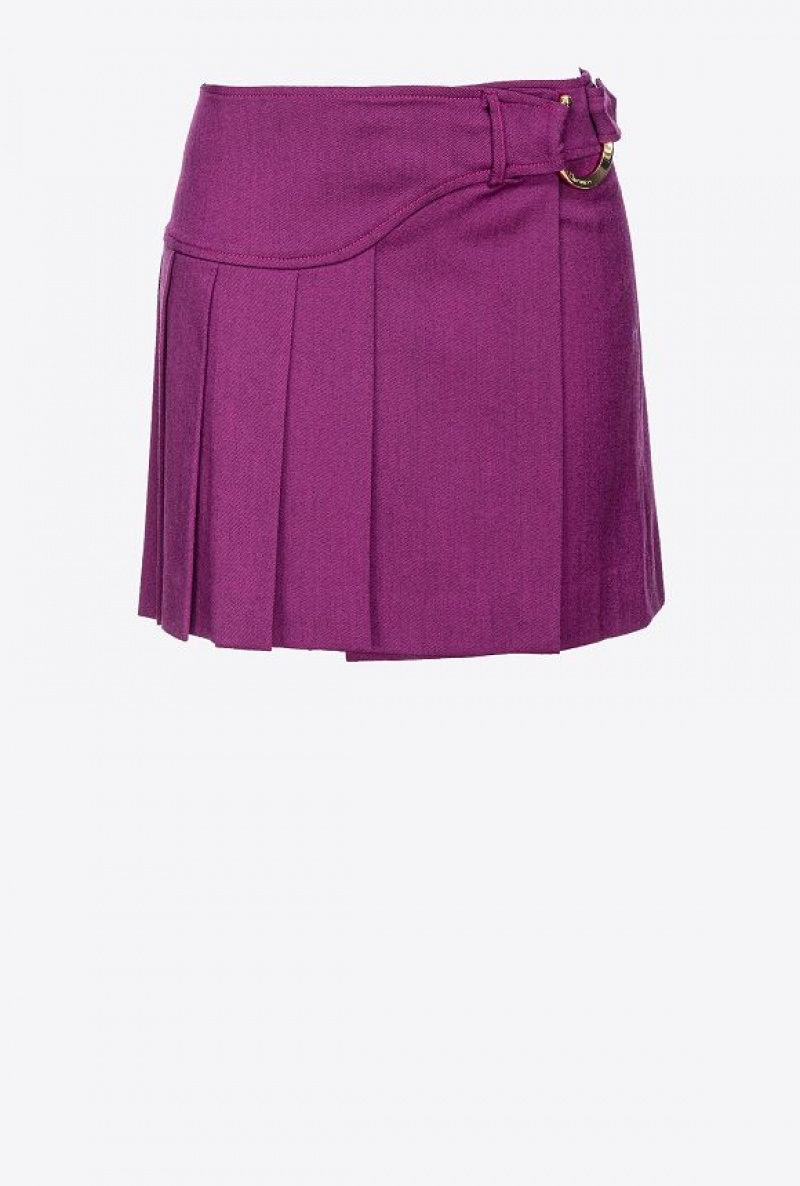 Pinko Flannel Mini Skirt With Piercing Přezkou Tmavě Fialové | SN-PKO34083
