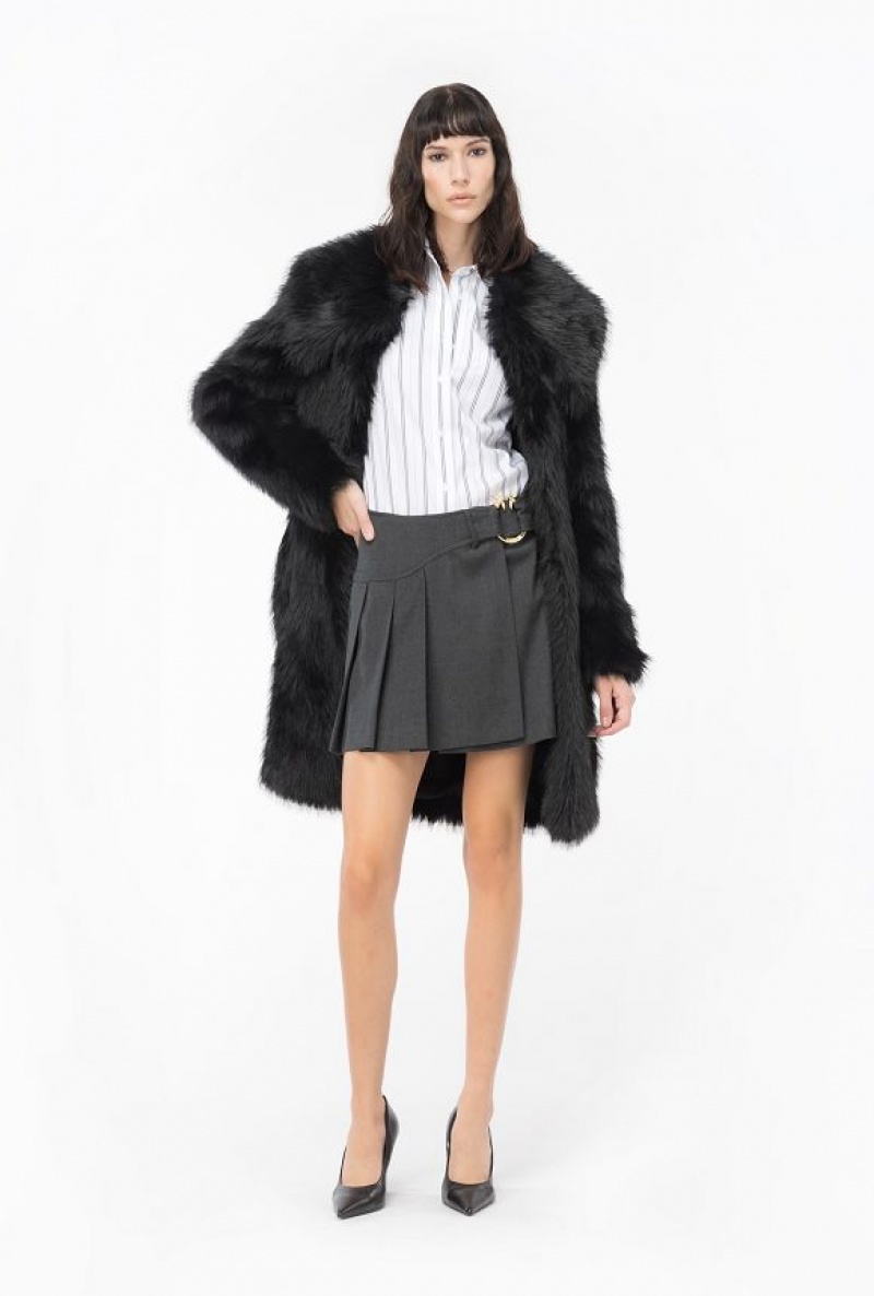 Pinko Flannel Mini Skirt With Piercing Přezkou Tmavě Šedé | SN-PKO34100
