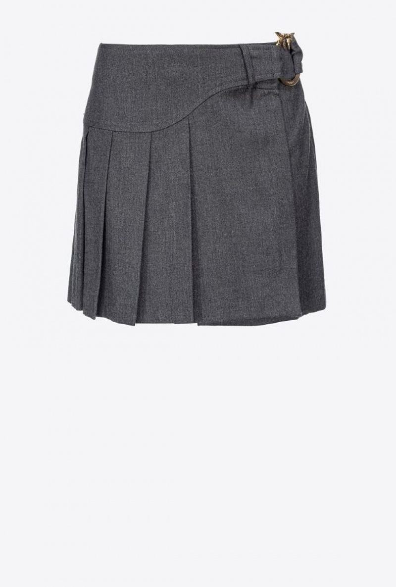 Pinko Flannel Mini Skirt With Piercing Přezkou Tmavě Šedé | SN-PKO34100
