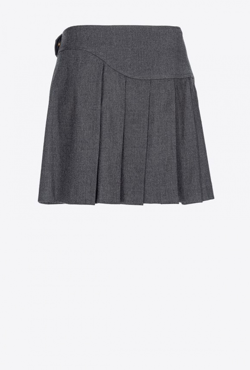 Pinko Flannel Mini Skirt With Piercing Přezkou Tmavě Šedé | SN-PKO34100