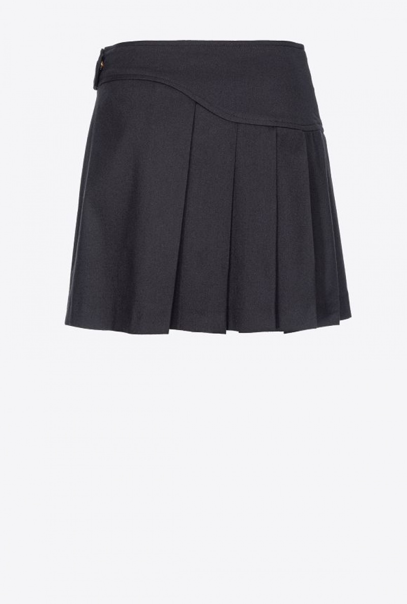 Pinko Flannel Mini Skirt With Piercing Přezkou Černé | SN-PKO34101
