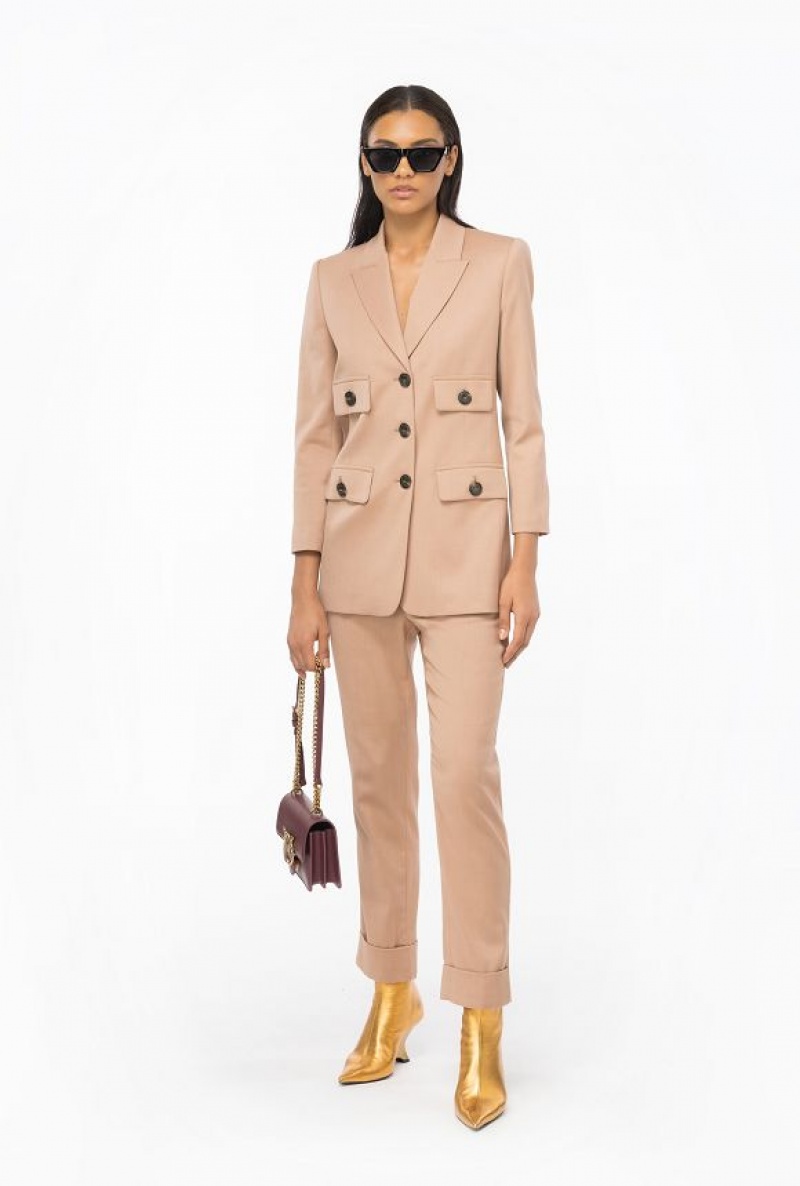 Pinko Flannel Trousers Tmavě Meruňka | SN-PKO33784