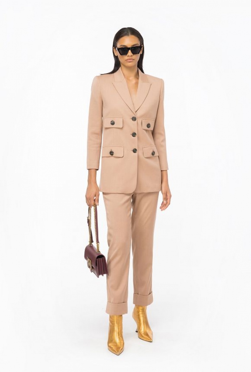 Pinko Flannel Trousers Tmavě Meruňka | SN-PKO33784
