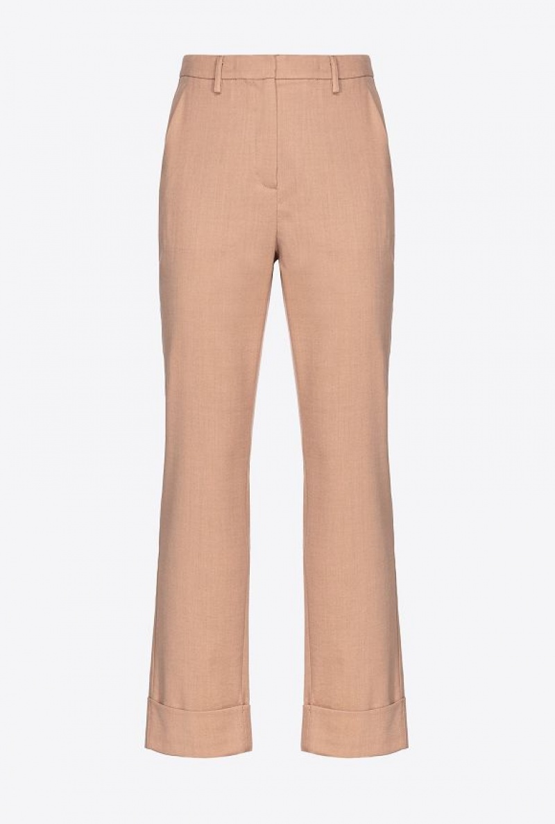 Pinko Flannel Trousers Tmavě Meruňka | SN-PKO33957