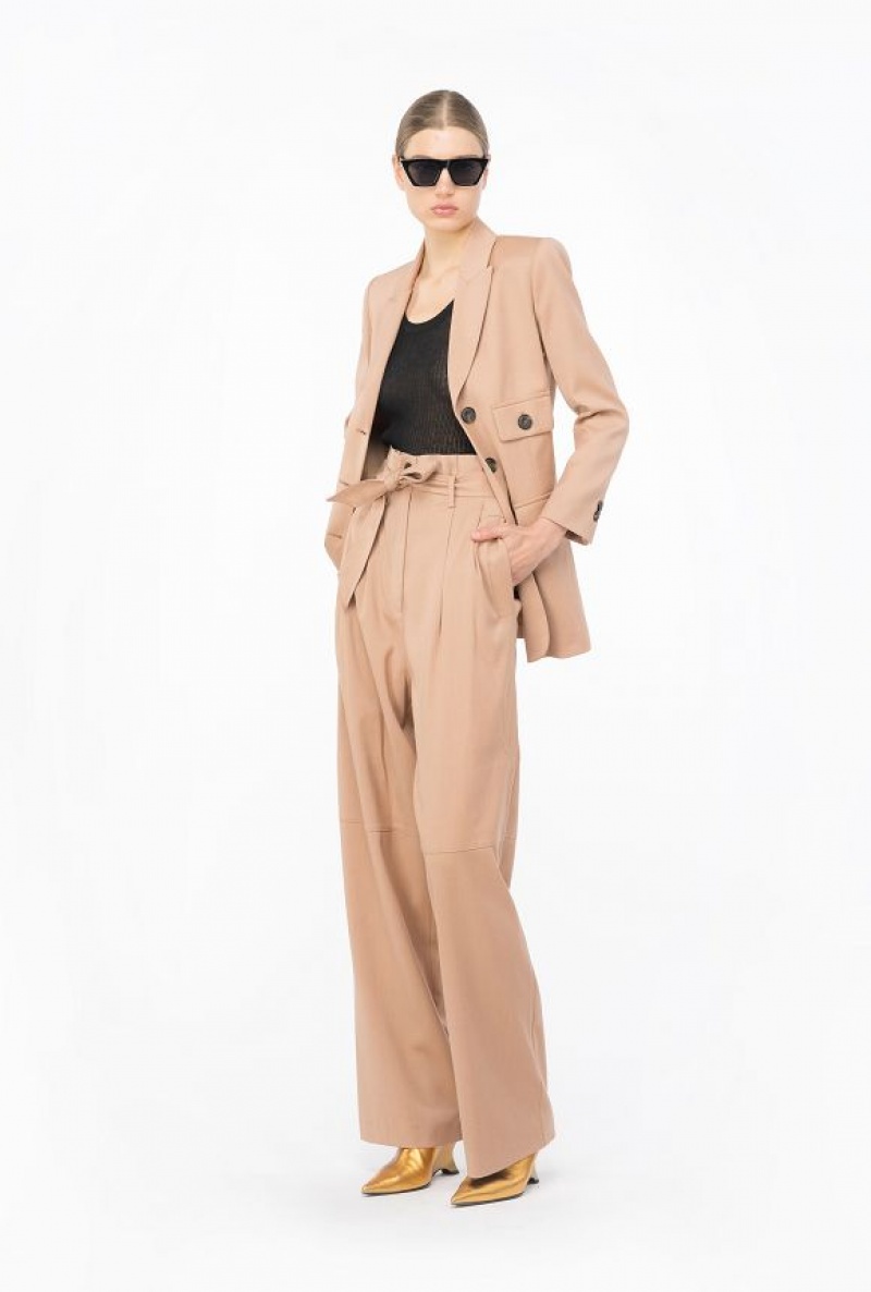 Pinko Flannel Trousers With Belt Tmavě Meruňka | SN-PKO33956