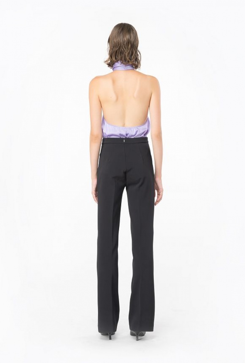 Pinko Flared Crepe Trousers Černé | SN-PKO33744