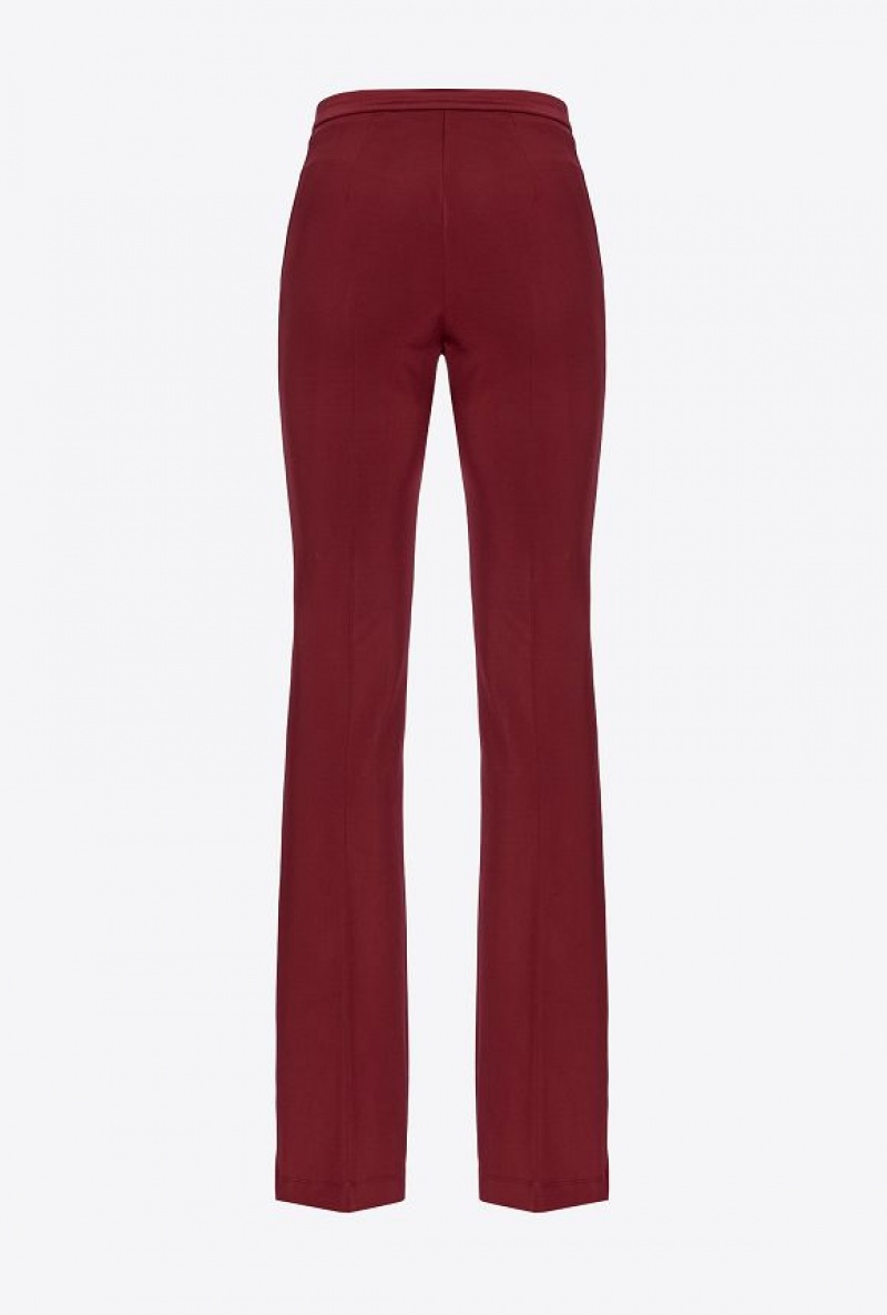 Pinko Flared Flowing Neoprene Trousers Vínové | SN-PKO33902