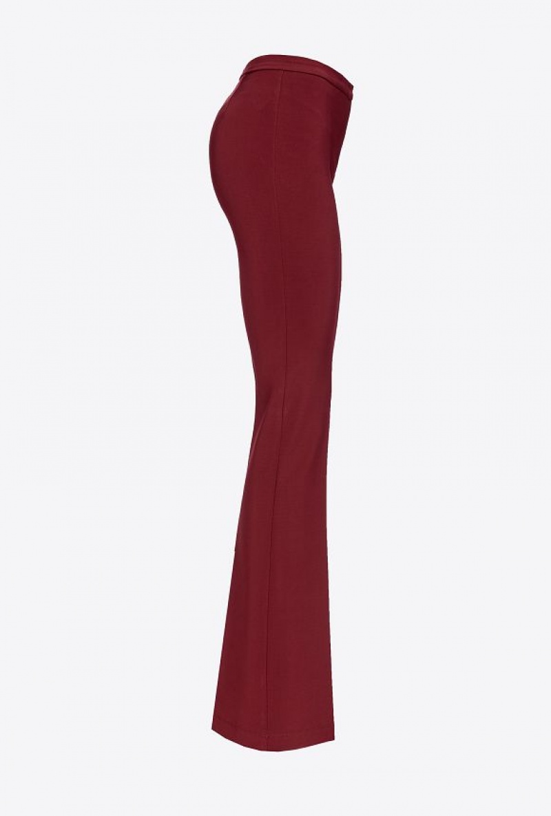 Pinko Flared Flowing Neoprene Trousers Vínové | SN-PKO33902