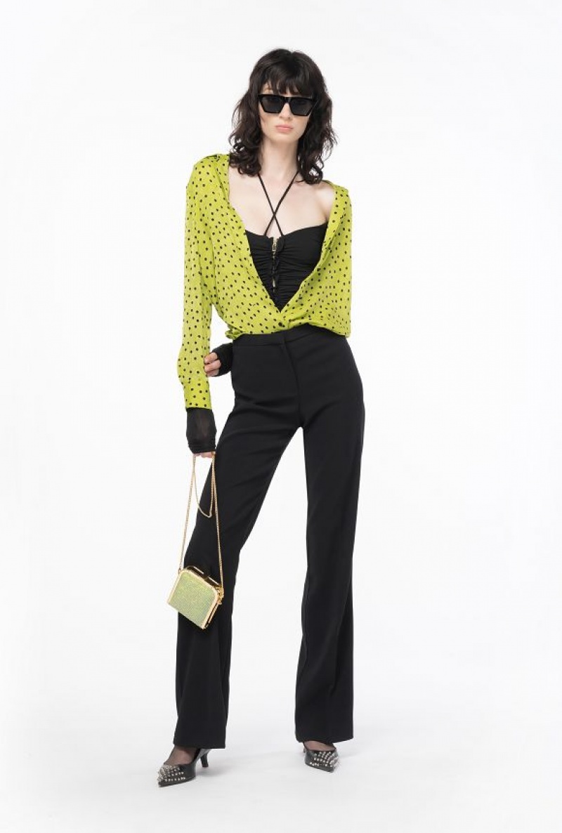 Pinko Flared Full Milano Trousers Černé | SN-PKO33745