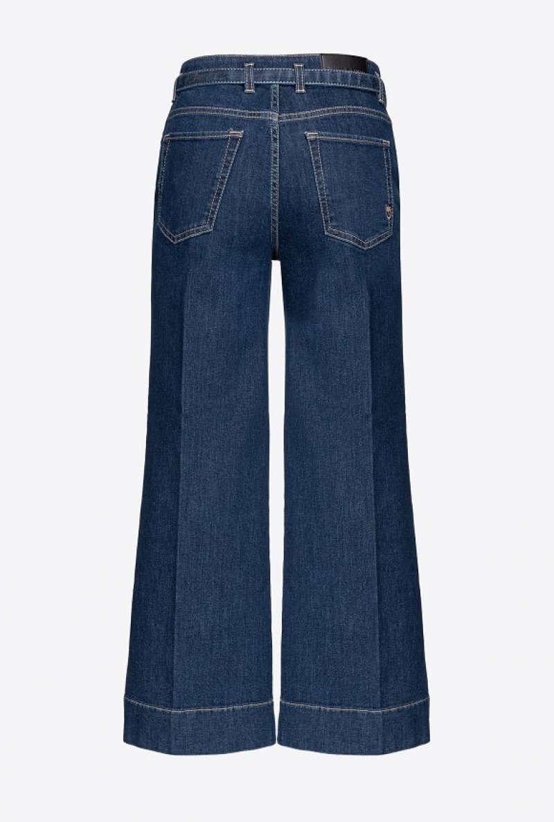 Pinko Flared Jeans With Belt Tmavě Blankyt Světle Modré | SN-PKO34002