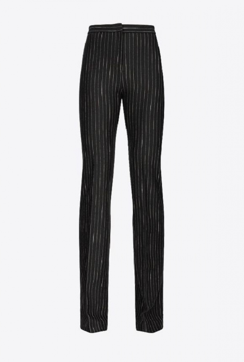 Pinko Flared Pinstriped Trousers Černé Béžový | SN-PKO33793