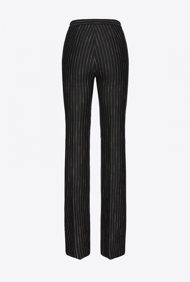 Pinko Flared Pinstriped Trousers Černé Béžový | SN-PKO33793