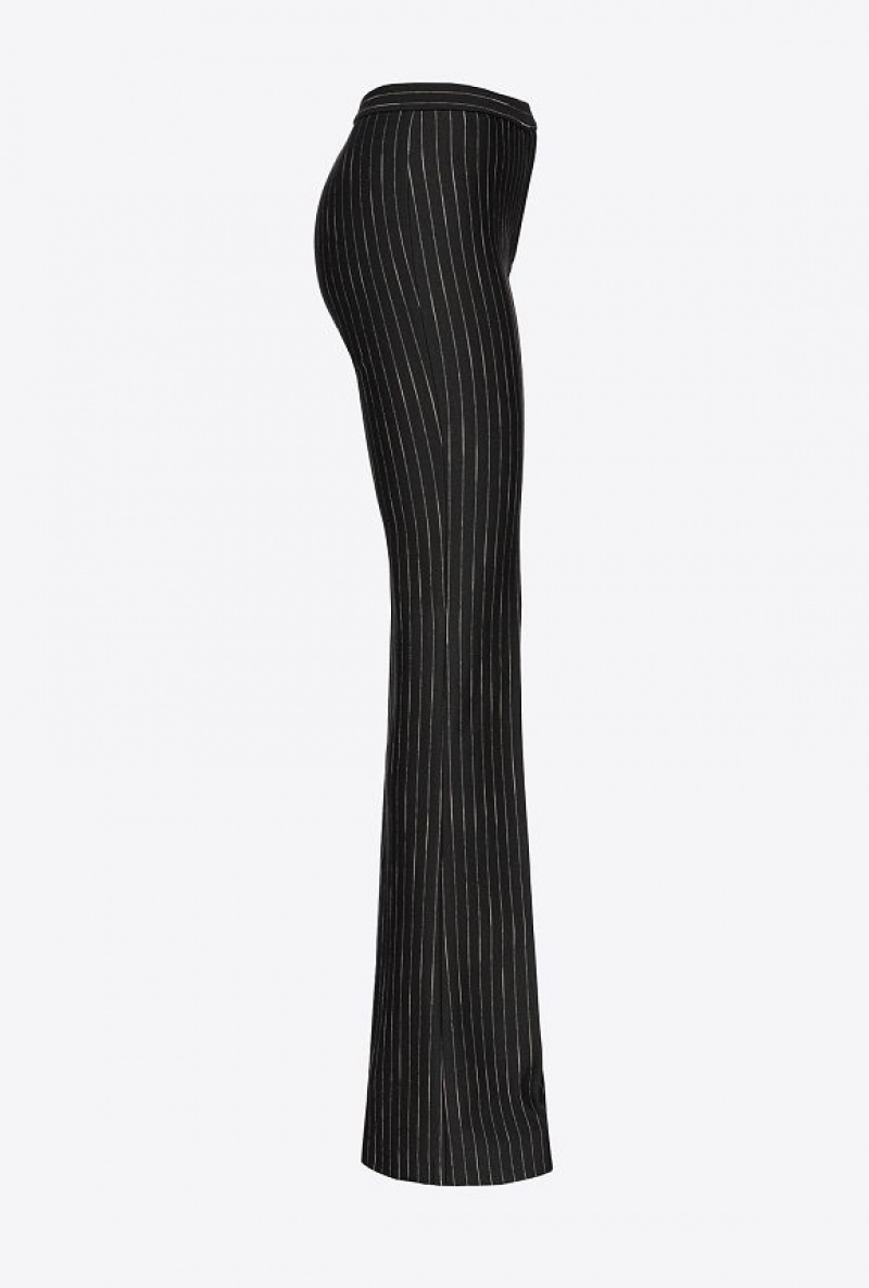 Pinko Flared Pinstriped Trousers Černé Béžový | SN-PKO33793