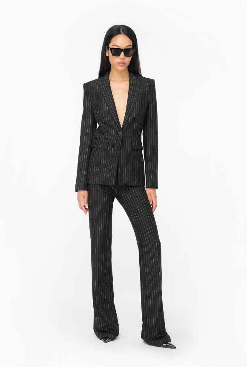 Pinko Flared Pinstriped Trousers Černé Béžový | SN-PKO33793
