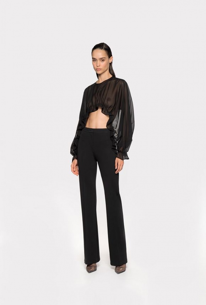 Pinko Flared Stretch Technical Trousers Černé | SN-PKO33679