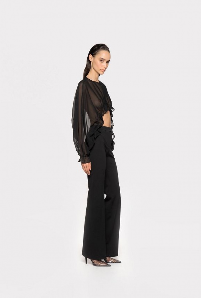 Pinko Flared Stretch Technical Trousers Černé | SN-PKO33679