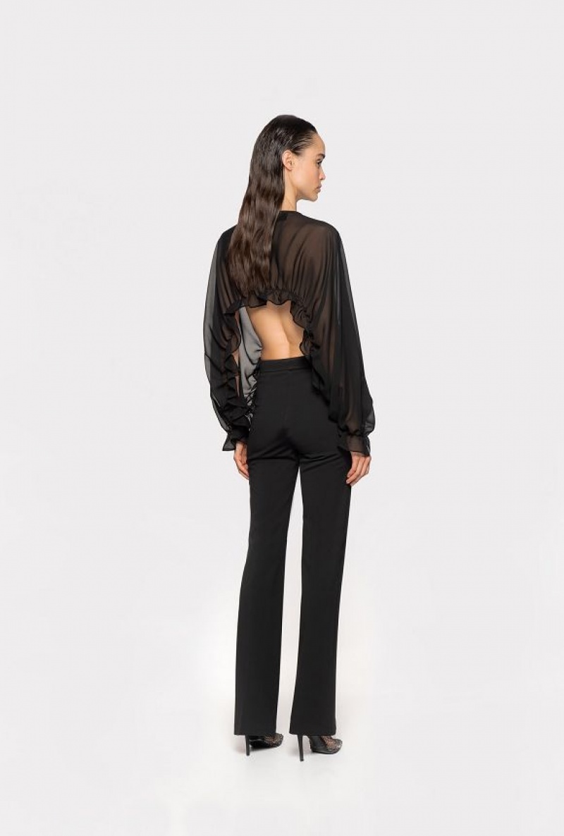 Pinko Flared Stretch Technical Trousers Černé | SN-PKO33679
